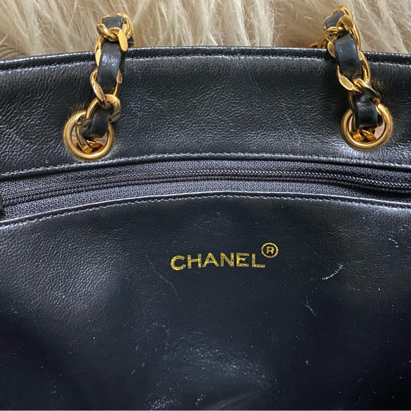 Chanel Vintage Navy Canvas Beige Mini Tote Bag - Picture 7 of 16